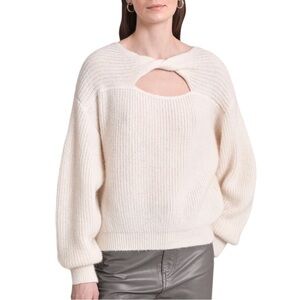 NEW ELEVEN SIX Emma Twist Detail Alpaca Blend Multi Wear Sweater Ivory